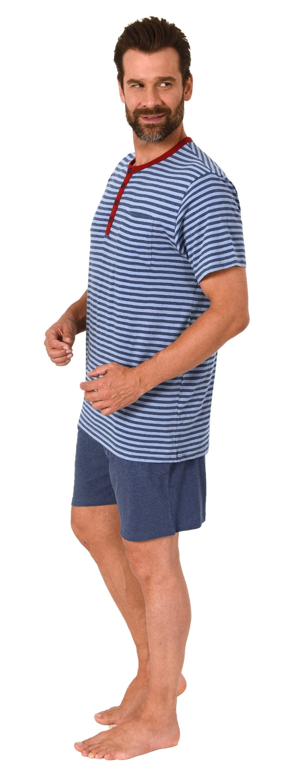 Normann Pyjama Herren Schlafanzug Kurzarm Shorty Pyjama In Toller Streifenoptik - 122 105 90 775 5 Normann Pyjama Herren Schlafanzug Kurzarm Shorty Pyjama In Toller Streifenoptik - 122 105 90 775 – Bild 3