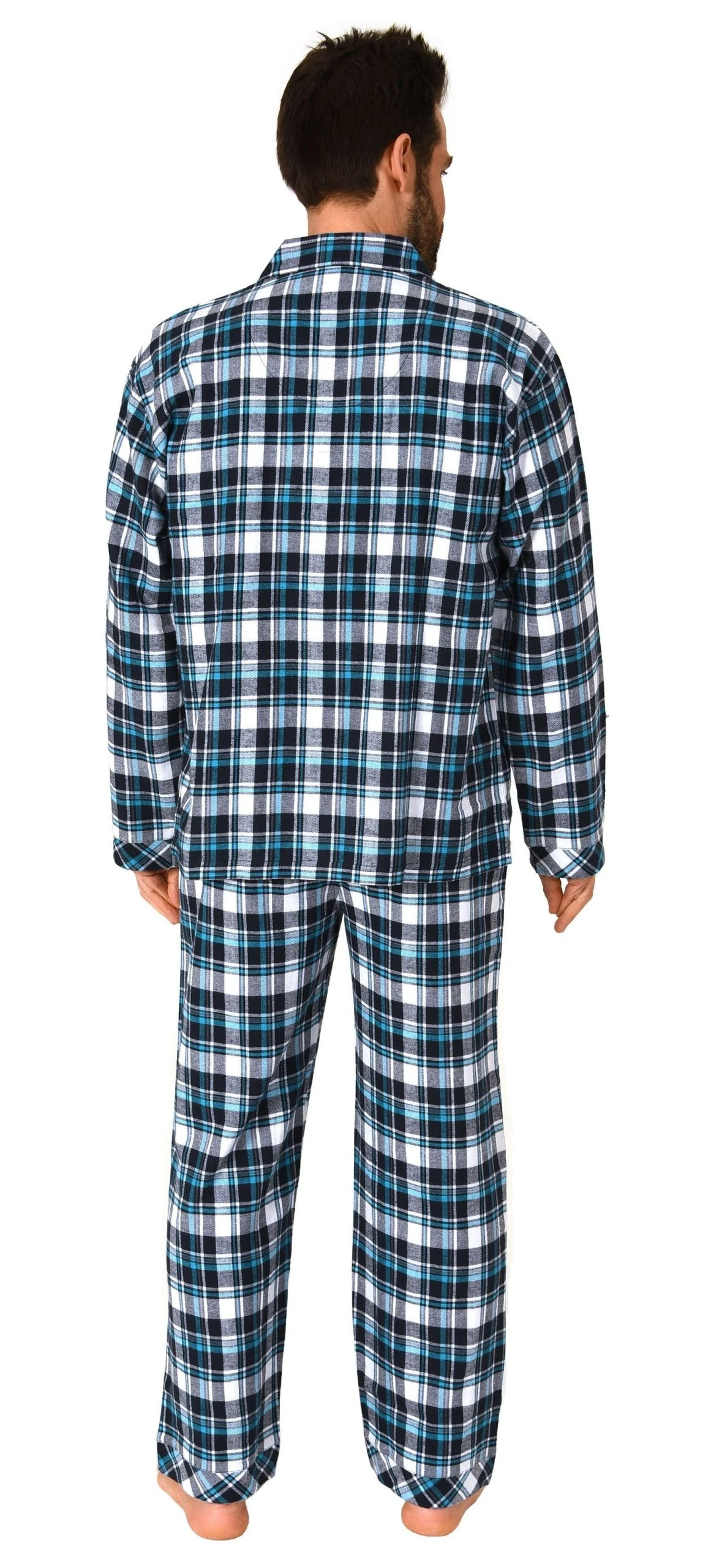 Normann Pyjama Herren Flanell Schlafanzug Lang, Durchknöpfbarer Pyjama In Toller Karo-Optik 6 Normann Pyjama Herren Flanell Schlafanzug Lang, Durchknöpfbarer Pyjama In Toller Karo-Optik – Bild 4