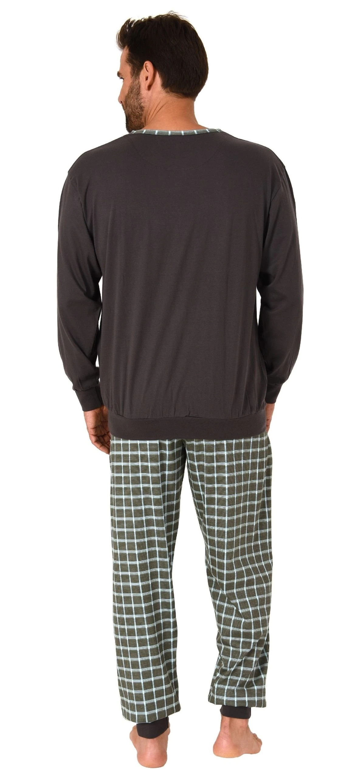Normann Pyjama Herren Pyjama Schlafanzug Mit Bündchen Und Karierter Jersey Hose - Auch In Übergrössen 7 Normann Pyjama Herren Pyjama Schlafanzug Mit Bündchen Und Karierter Jersey Hose - Auch In Übergrössen – Bild 5