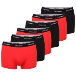 CECEBA Boxershorts CECEBA Herren Pants Rot Uni 6er Pack (6-St)