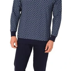 Normann Pyjama Edler Herren Pyjama Langarm Mit Minimal-Print - 122 101 10 750