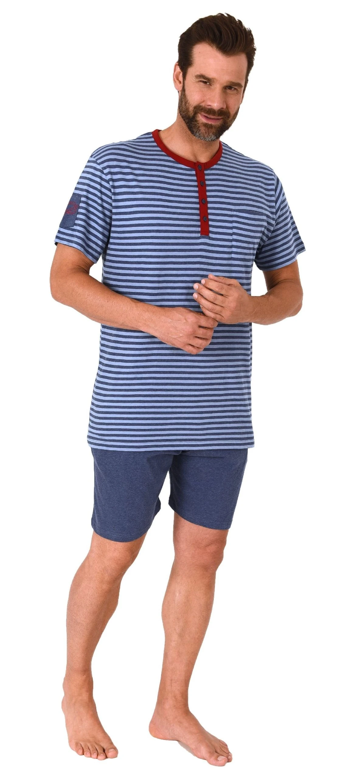 Normann Pyjama Herren Schlafanzug Kurzarm Shorty Pyjama In Toller Streifenoptik - 122 105 90 775 4 Normann Pyjama Herren Schlafanzug Kurzarm Shorty Pyjama In Toller Streifenoptik - 122 105 90 775 – Bild 2