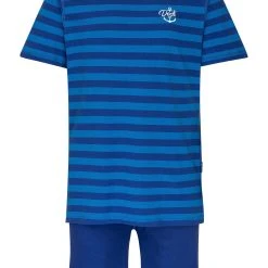 Dock13 Pyjama Dock13 Zweiteiliger Herren Schlafanzug Kurz (Zweiteiliges-Set, 2 Tlg) Logo Webbung,Logo Gestickt,Hose Mit Taschen