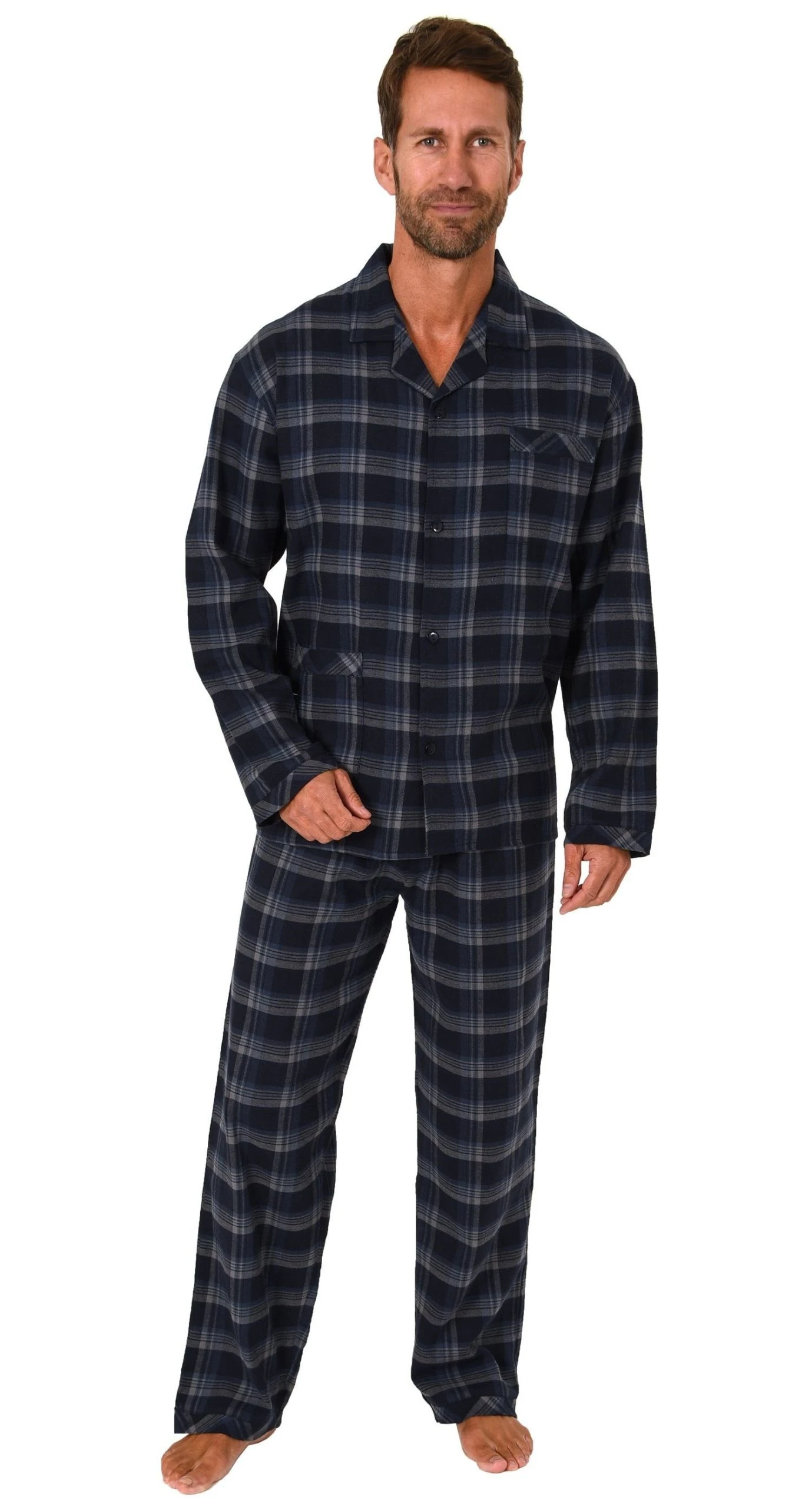 Normann Pyjama Herren Flanell Pyjama Schlafanzug Langarm Zum Durchknöpfen - 291 101 15 536 3 Normann Pyjama Herren Flanell Pyjama Schlafanzug Langarm Zum Durchknöpfen - 291 101 15 536