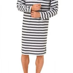 Normann Pyjama Herren Nachthemd Langarm Mit Knopfleiste – Streifenoptik – 61680