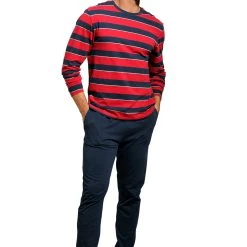 H.I.S Pyjama (2 Tlg., 1 Stück) Mit Aufwendig Gestreiftem Oberteil