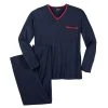 ADAMO Pyjama Übergrößen Schlafanzug Navy Mit V-Ausschnitt Von Adamo (2 Tlg)