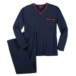 ADAMO Pyjama Übergrößen Schlafanzug Navy Mit V-Ausschnitt Von Adamo (2 Tlg)