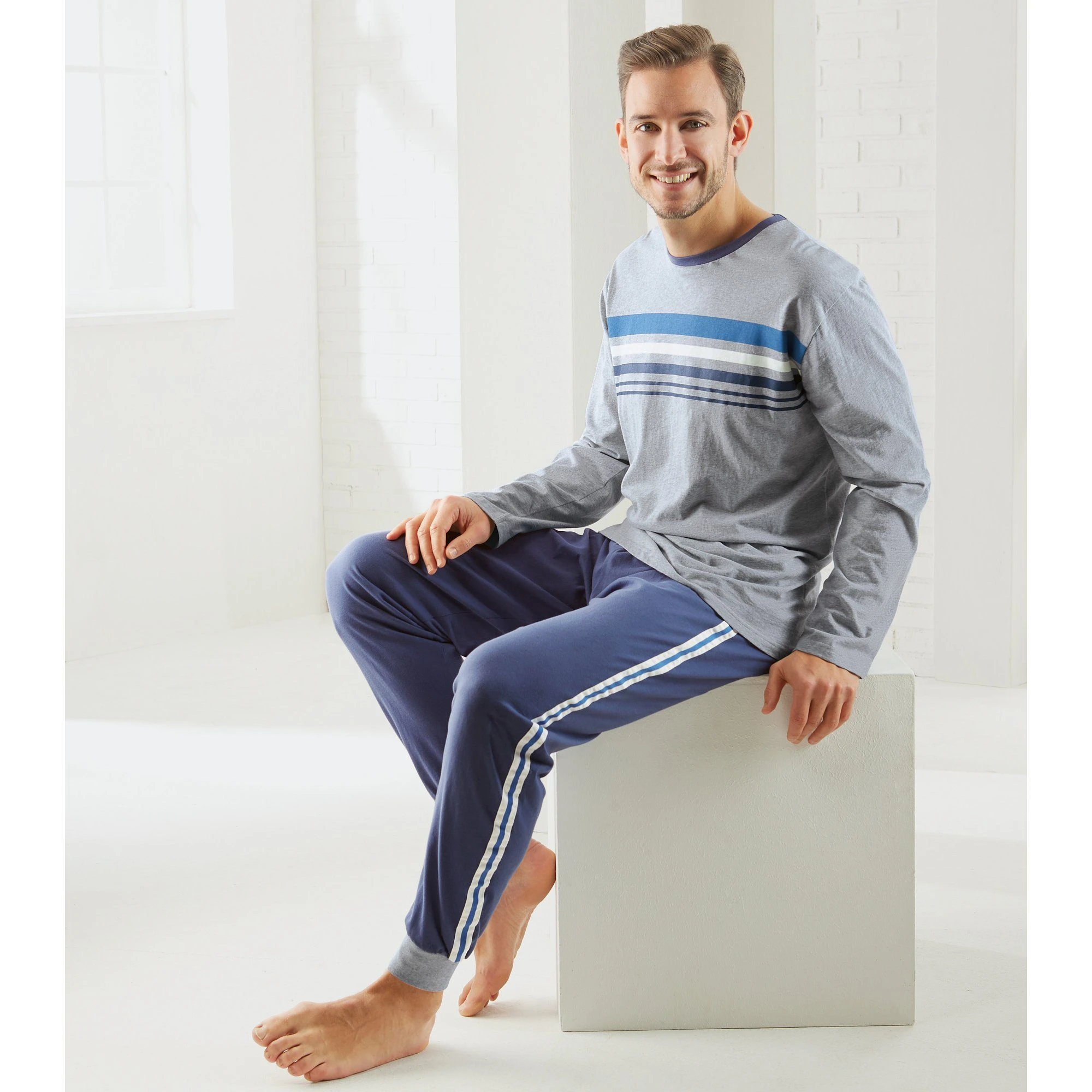 Erwin Müller Pyjama Herren-Schlafanzug Single-Jersey Streifen 5 Erwin Müller Pyjama Herren-Schlafanzug Single-Jersey Streifen – Bild 3