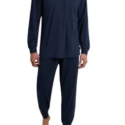 CECEBA Pyjama CECEBA Herren Pyjama Blau Minimal (1 Tlg)
