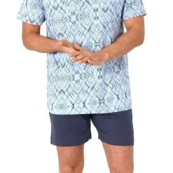 Normann Pyjama Herren Shorty Pyjama Schlafanzug Kurzarm Mit Grapischen Muster - 102 105 90 488