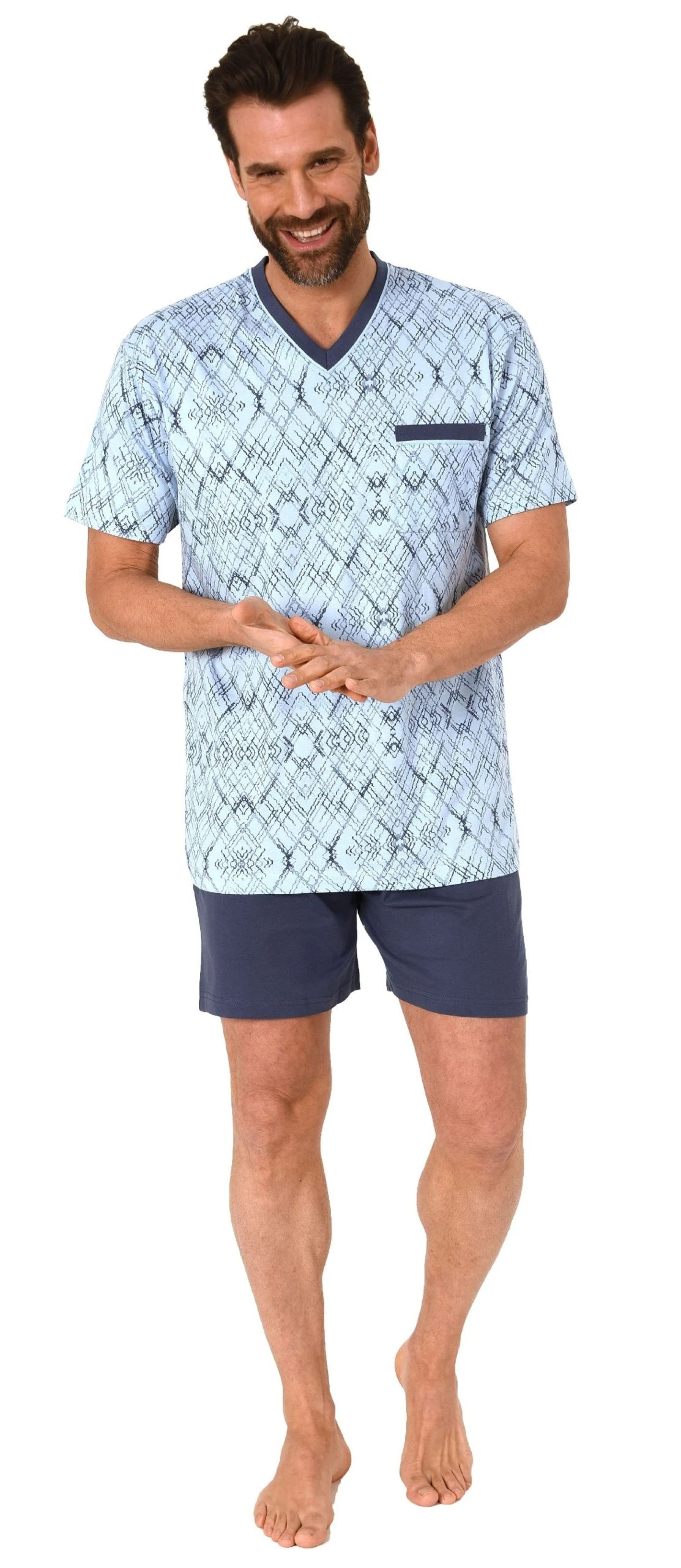 Normann Pyjama Herren Shorty Pyjama Schlafanzug Kurzarm Mit Grapischen Muster - 102 105 90 488 3 Normann Pyjama Herren Shorty Pyjama Schlafanzug Kurzarm Mit Grapischen Muster - 102 105 90 488