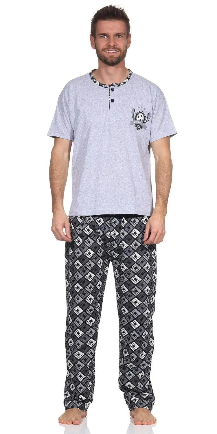 EloModa Pyjama Herren Pyjama Baumwolle Schlafhose Und Shirt Kurz-arm Schlafanzug; M (2 Tlg) 3 EloModa Pyjama Herren Pyjama Baumwolle Schlafhose Und Shirt Kurz-arm Schlafanzug; M (2 Tlg)