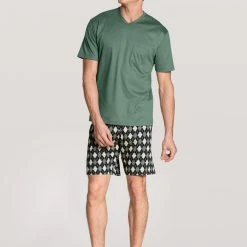 CALIDA Pyjama Calida Herren Kurzpyjama 43184 Laurel Green (1 Stück, 1 Tlg., 1 Stück)