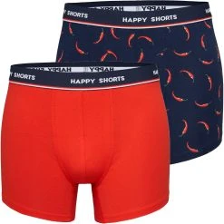 HAPPY SHORTS Trunk 2 Happy Shorts Pants Jersey Trunk Herren Boxershorts Chili - Chilies (1-St)