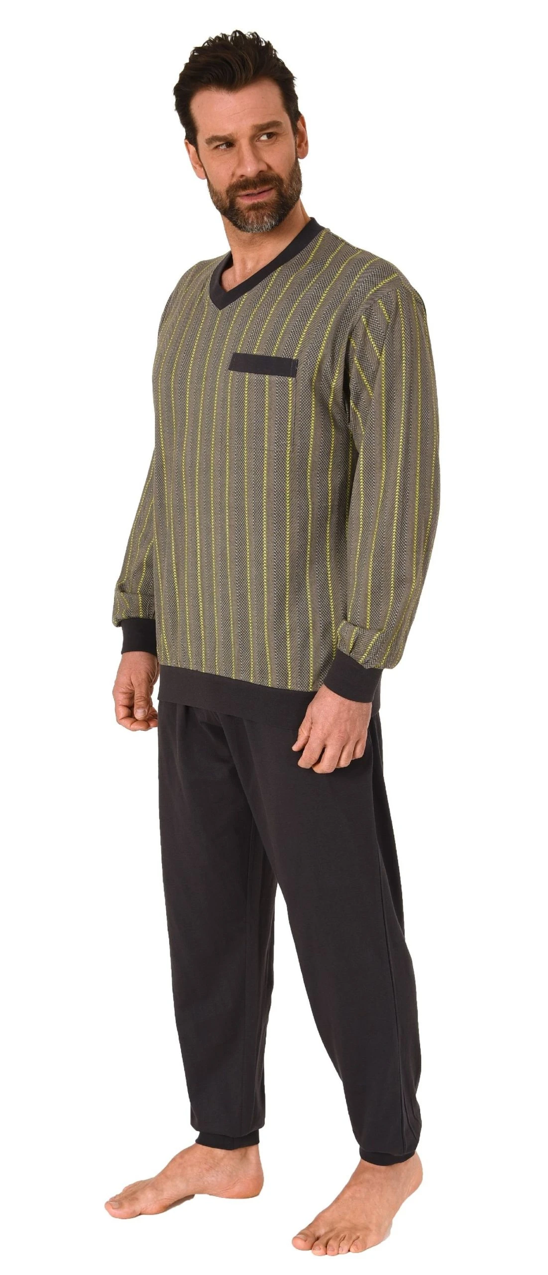 Normann Pyjama Herren Langarm Schlafanzug Mit Bündchen Pyjama In Streifenoptik - Auch In Übergrössen 5 Normann Pyjama Herren Langarm Schlafanzug Mit Bündchen Pyjama In Streifenoptik - Auch In Übergrössen – Bild 3