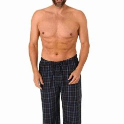Trend By Normann Pyjama Herren Flanell Schlafanzug Pyjama Hose Lang In Karo Optik Aus Baumwolle - 222 122 15 870