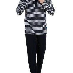 CECEBA Pyjama CECEBA Herren Pyjama Grau Quergestreift (1 Tlg)