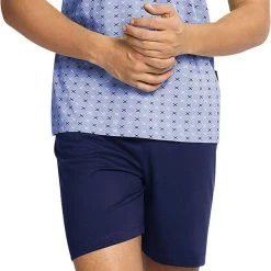 Comte Pyjama Herren-Shorty Single-Jersey Gemustert