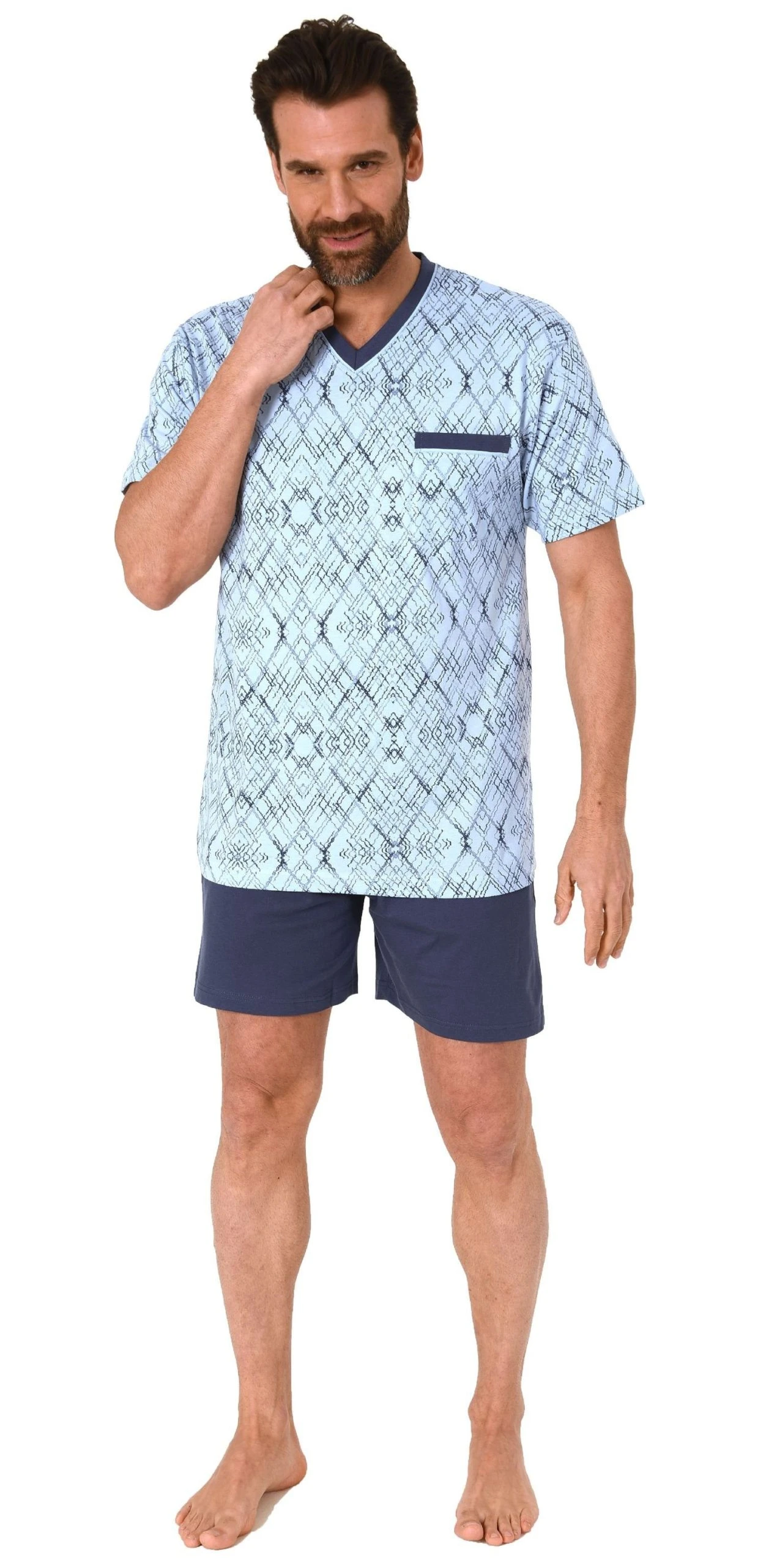 Normann Pyjama Herren Shorty Pyjama Schlafanzug Kurzarm Mit Grapischen Muster - 102 105 90 488 5 Normann Pyjama Herren Shorty Pyjama Schlafanzug Kurzarm Mit Grapischen Muster - 102 105 90 488 – Bild 3