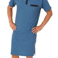 Normann Pyjama Herren Kurzarm Nachthemd In Streifenoptik - 122 111 90 504