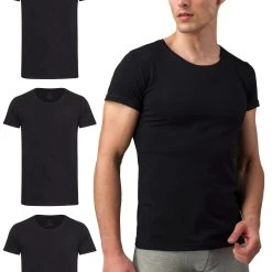 Burnell & Son Unterhemd T-Shirt Business Mit Kurzarm Und Rundhals Für Herren Aus Baumwolle (Packung, Set, Spar-Pack, Spar-Packung, Spar-Set, 3-St., 3er-Pack) Feinripp, Extra Lang