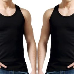 Cwonlineshop Unterhemd Tank Top Achselshirt Für Herren« (4 St), Feinripp Aus 100% Baumwolle Schwarz