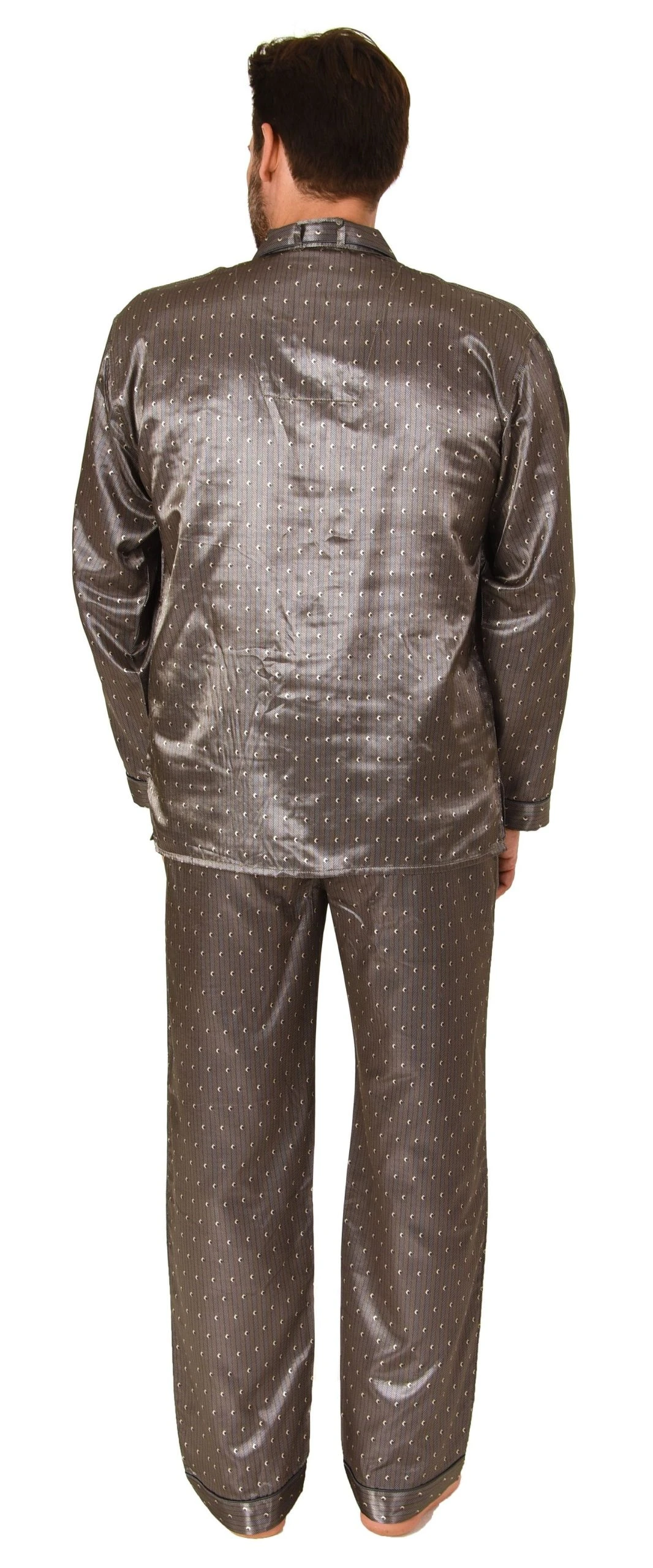 Normann Pyjama Edler Herren Satin Pyjama, Durchknöpfbarer Schlafanzug In Minimal-Optik 7 Normann Pyjama Edler Herren Satin Pyjama, Durchknöpfbarer Schlafanzug In Minimal-Optik – Bild 5