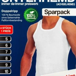 TEXEMP Achselhemd 4er Pack Herren Unterhemd Tank-Top Achselhemd Doppelripp Shirt 100% Baumwolle Muskelshirt Weiß S-3XL (Packung, 4er-Pack) 100% Baumwolle