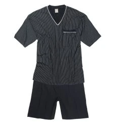 ADAMO Shorty Übergrößen Kurzer Schlafanzug Dunkelblau-weiß Gestreift Adamo (2 Tlg)