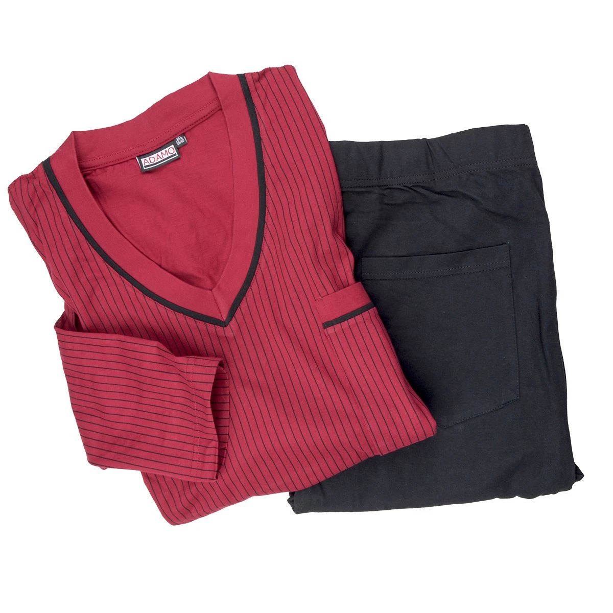 ADAMO Pyjama Übergrößen Pyjama Weinrot-schwarz Gestreift Adamo (2 Tlg) 4 ADAMO Pyjama Übergrößen Pyjama Weinrot-schwarz Gestreift Adamo (2 Tlg) – Bild 2