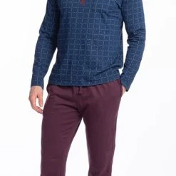 Eskimo Schlafanzug Herren Pyjama Langarm (2 Tlg) Baumwolle