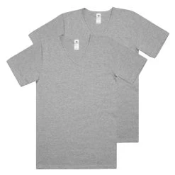 HAASIS Bodywear 1919 Unterziehshirt Herren Shirt 77252051-graumeliert (Packung, 2-St., 2er Pack) Hochwertiges Graumeliertes V-Shirt In Optimaler Paßform, Pflegeleicht, Formbeständig, Strapazierfähig Aus 95% Hautsympathischer Baumwolle