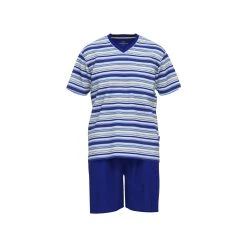 GÖTZBURG Shorty GÖTZBURG Herren Shorty Blau Quergestreift (1 Tlg)