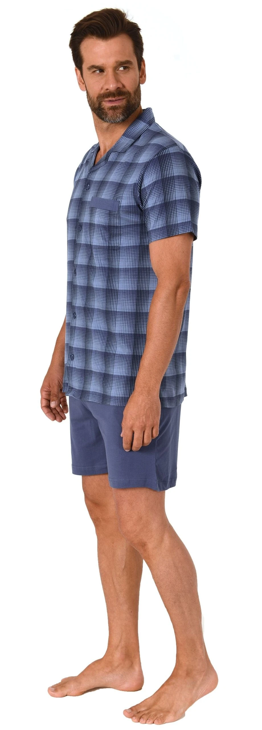 Normann Pyjama Durchknöpfbarer Herren Shorty Kurzarm Schlafanzug In Karo-Optik, Auch In Übergrösse -64831 4 Normann Pyjama Durchknöpfbarer Herren Shorty Kurzarm Schlafanzug In Karo-Optik, Auch In Übergrösse -64831 – Bild 2