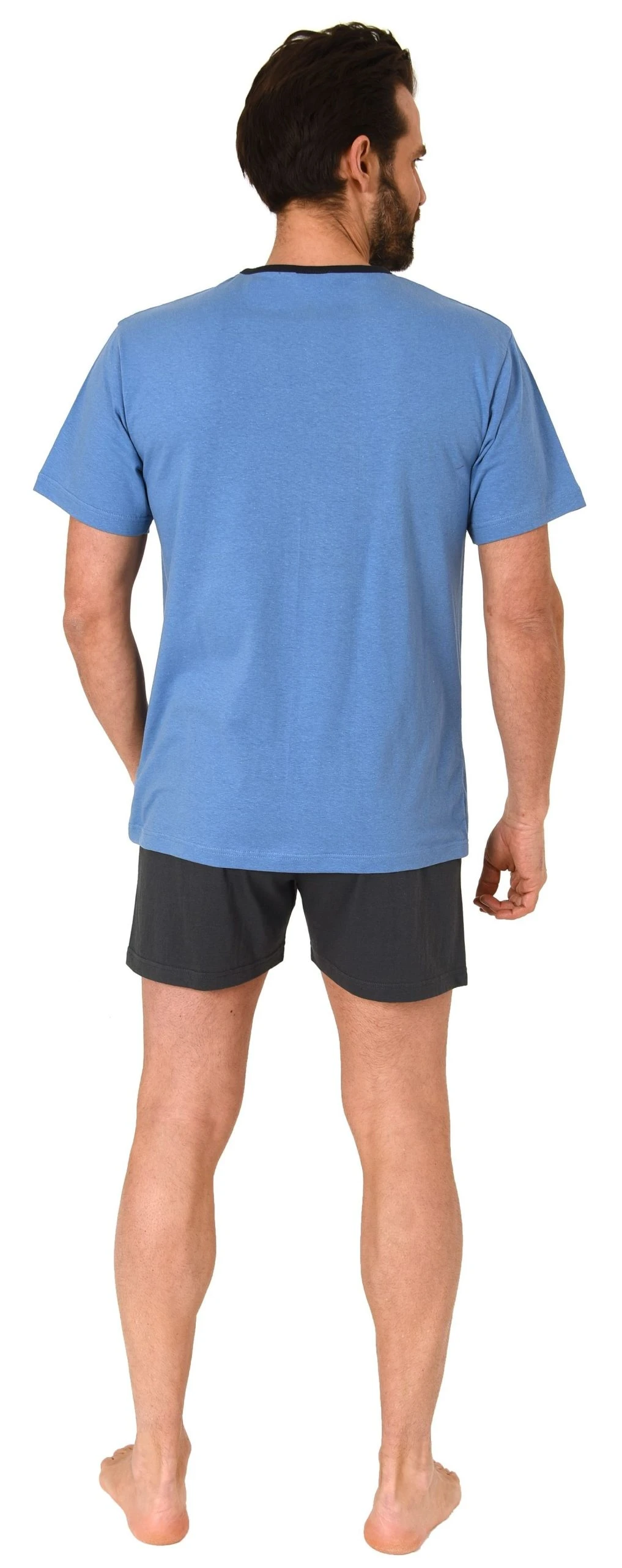 Normann Pyjama Eleganter Herren Kurzarm Schlafanzug Shorty Pyjama Mit V-Hals-Ausschnitt 6 Normann Pyjama Eleganter Herren Kurzarm Schlafanzug Shorty Pyjama Mit V-Hals-Ausschnitt – Bild 4