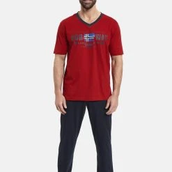 Jan Vanderstorm Schlafanzug FAJE (Set, 2 Tlg) V-Neck Und Elastikhosenbund