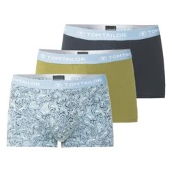 TOM TAILOR Boxershorts TOM TAILOR Herren Hip Pants Blau Bedruckt 3er Pack (3-St)