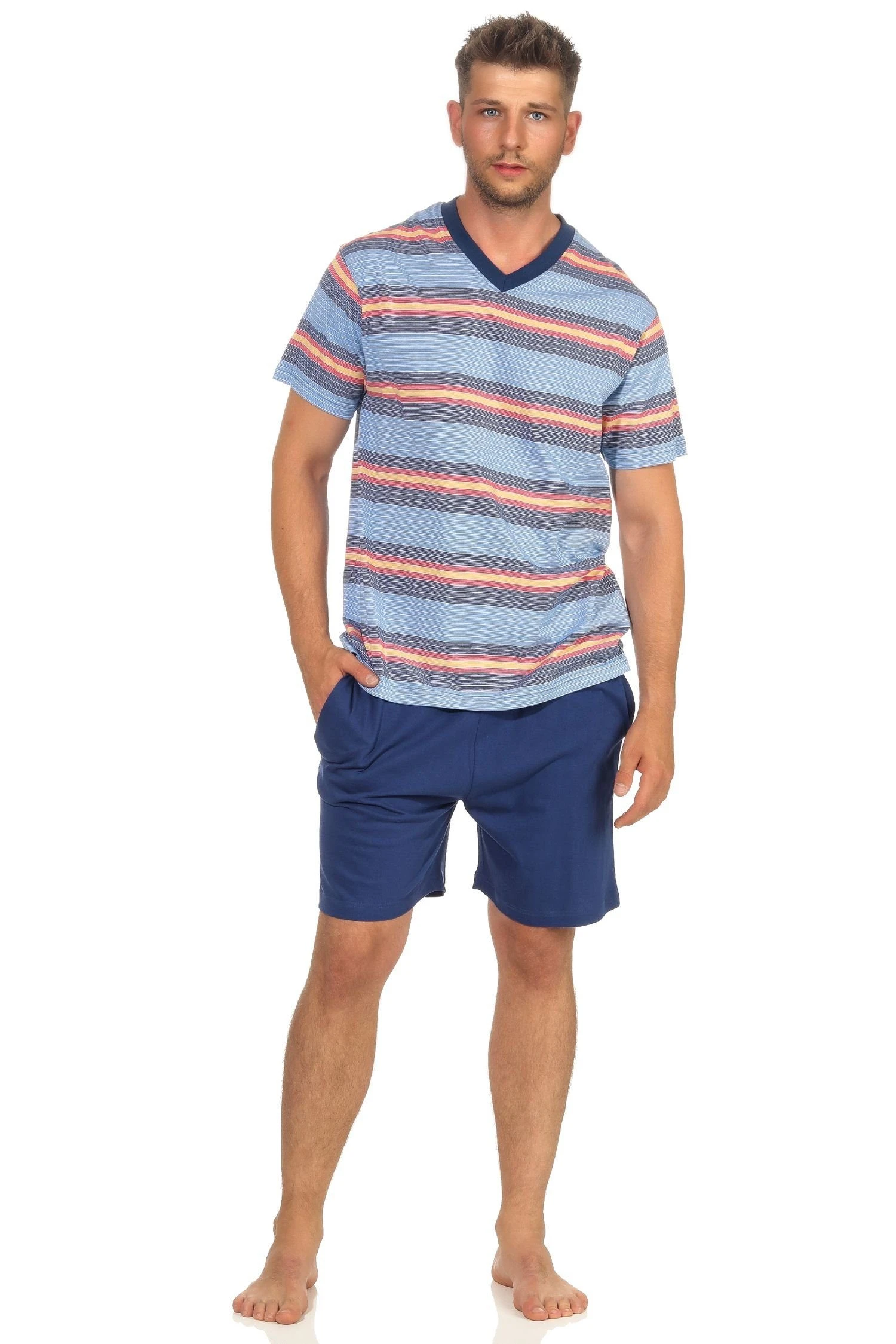 Normann Pyjama Herren Pyjama Shorty Kurzarm Schlafanzug In Toller Streifenoptik - 102 105 90 778 3 Normann Pyjama Herren Pyjama Shorty Kurzarm Schlafanzug In Toller Streifenoptik - 102 105 90 778