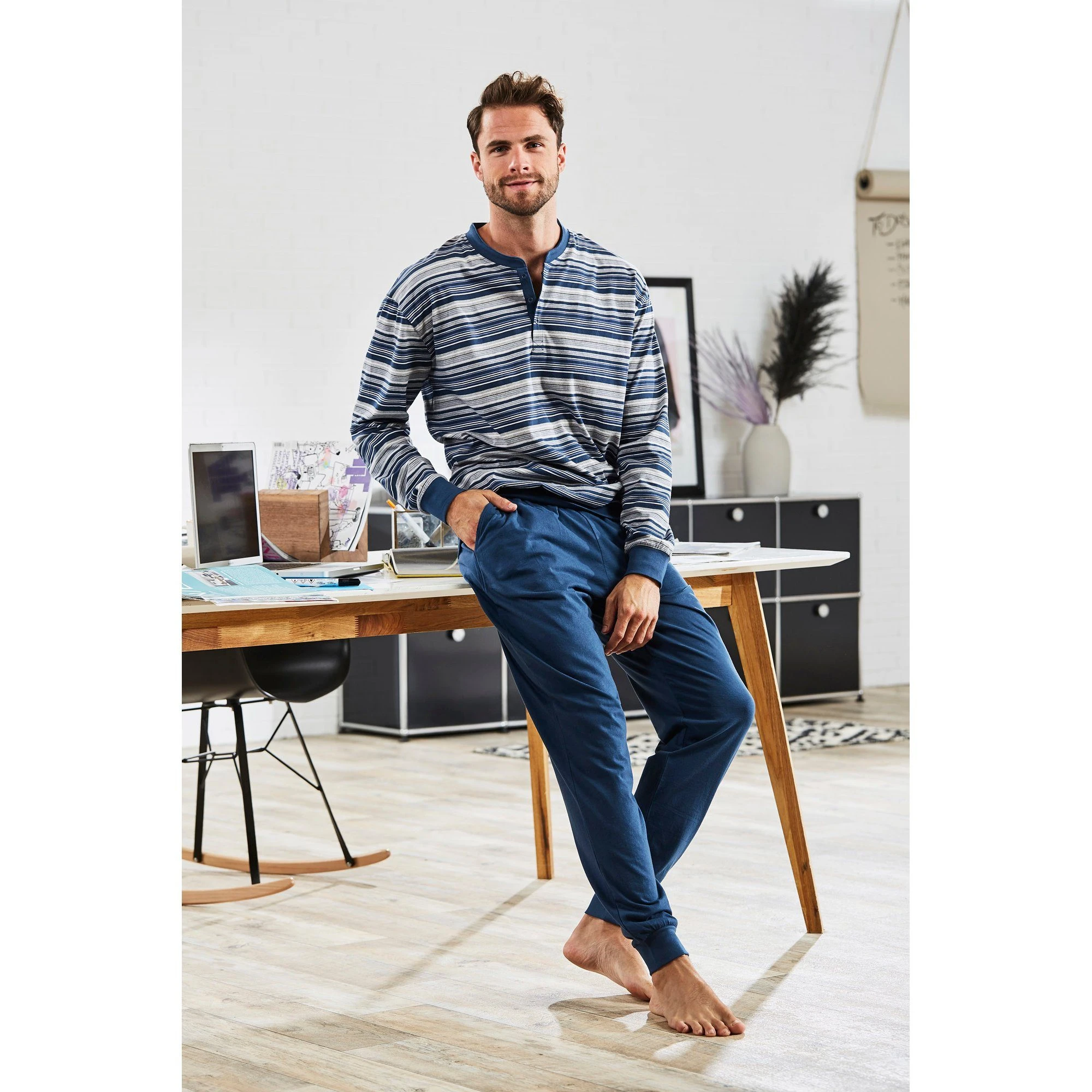 REDBEST Pyjama Herren-Schlafanzug Single-Jersey Streifen 5 REDBEST Pyjama Herren-Schlafanzug Single-Jersey Streifen – Bild 3