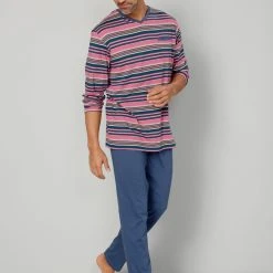 G GREGORY Schlafanzug Schlafanzug (2 Tlg) In Garngefärbtem Streifen-Dessin