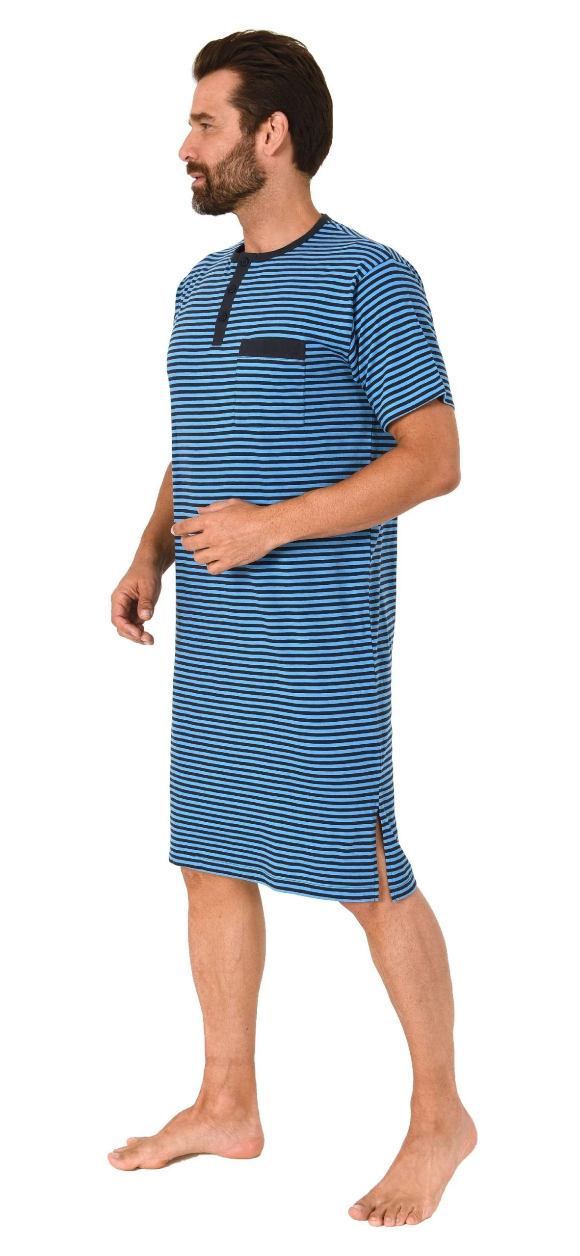 Normann Pyjama Herren Kurzarm Nachthemd In Streifenoptik - 122 111 90 504 4 Normann Pyjama Herren Kurzarm Nachthemd In Streifenoptik - 122 111 90 504 – Bild 2