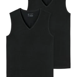 Schiesser Unterhemd 2er-Pack - 95/5 - Organic Cotton (Spar-Set, 2-St) Unterhemd / Tanktop - Baumwolle - Tiefer V-Aussschnitt, Perfekter Sitz