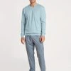 CALIDA Pyjama Calida Herren Bündchenpyjama 42286 Tempest Blue (1 Tlg., 1 Stück)