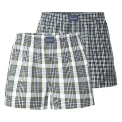 TOM TAILOR Boxershorts TOM TAILOR Herren Boxershort Grün Kariert 2er Pack (2-St)