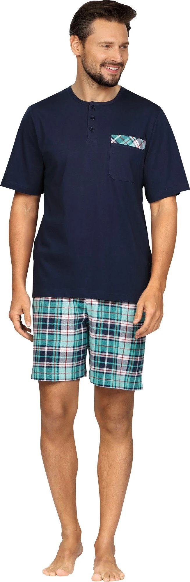 Comte Pyjama Herren-Shorty Single-Jersey Karo 3 Comte Pyjama Herren-Shorty Single-Jersey Karo