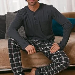 Ringella Schlafanzug Herren Schlafanzug Mit Karierter Hose (2 Tlg) Baumwolle